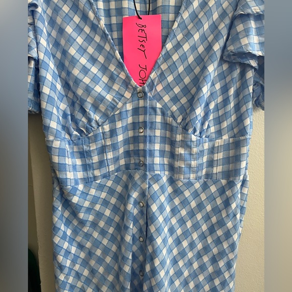 Betsy Johnson Blue Gingham Maxi Dress NWT - Picture 5 of 9